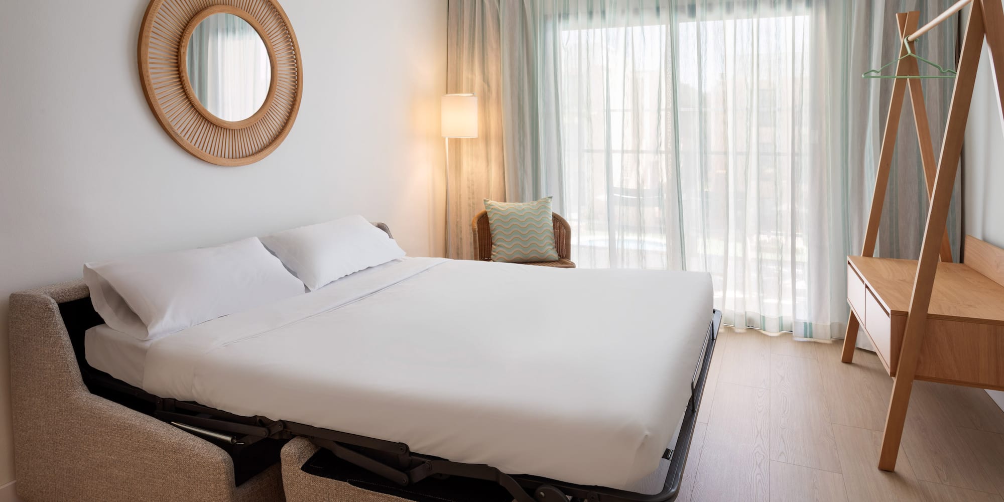 a bed in a room
