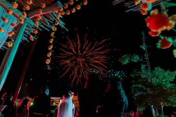 people looking at fireworks in the sky