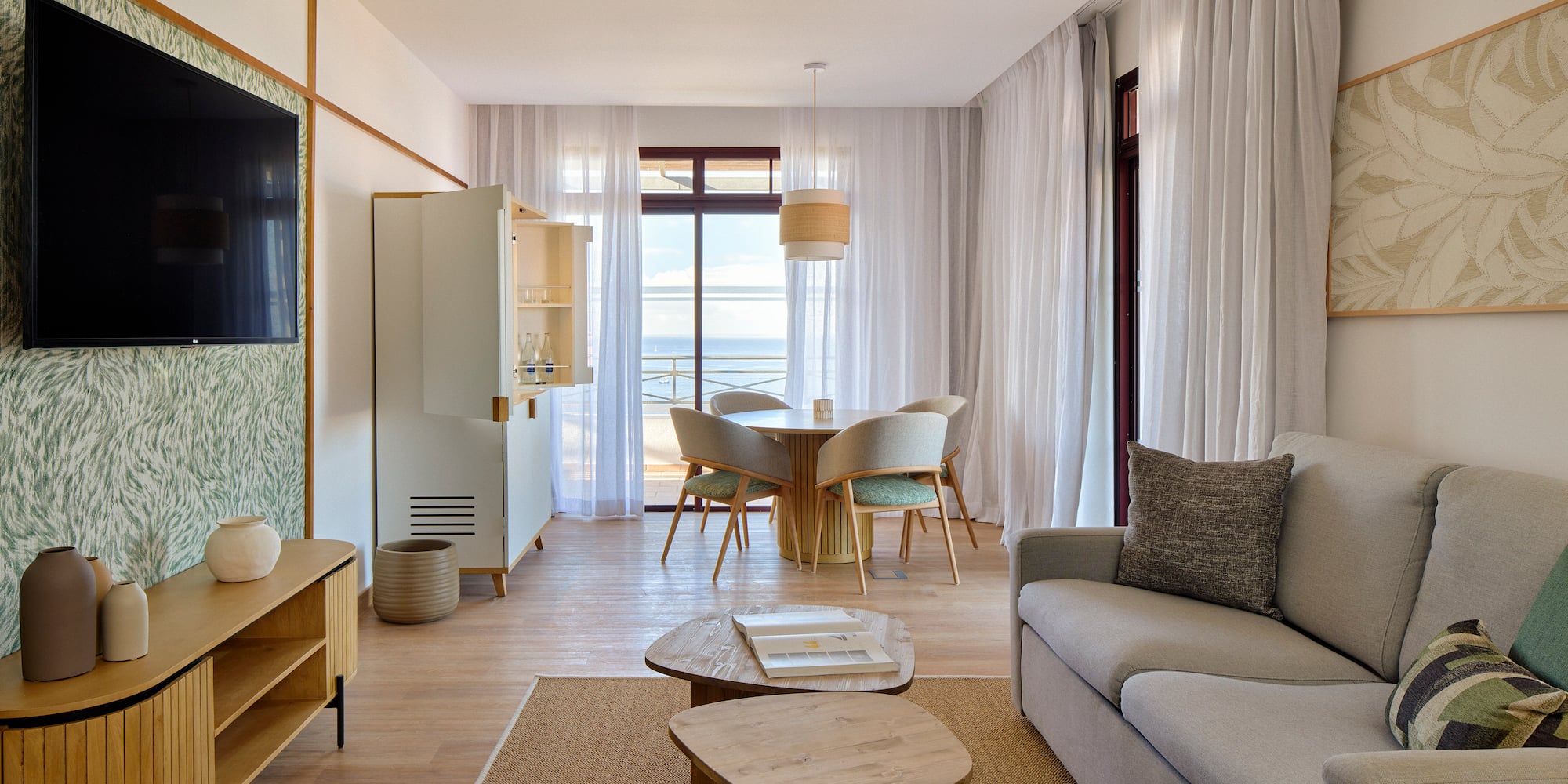 a living room with a couch and a table