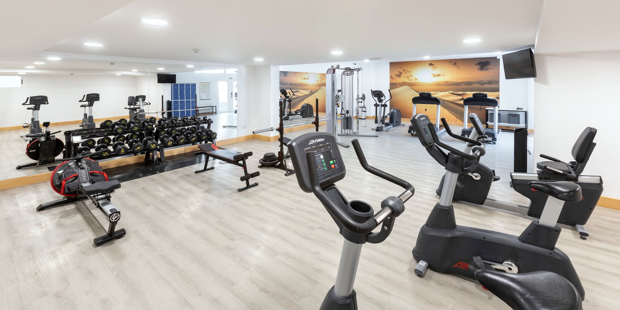 a gym with exercise equipment