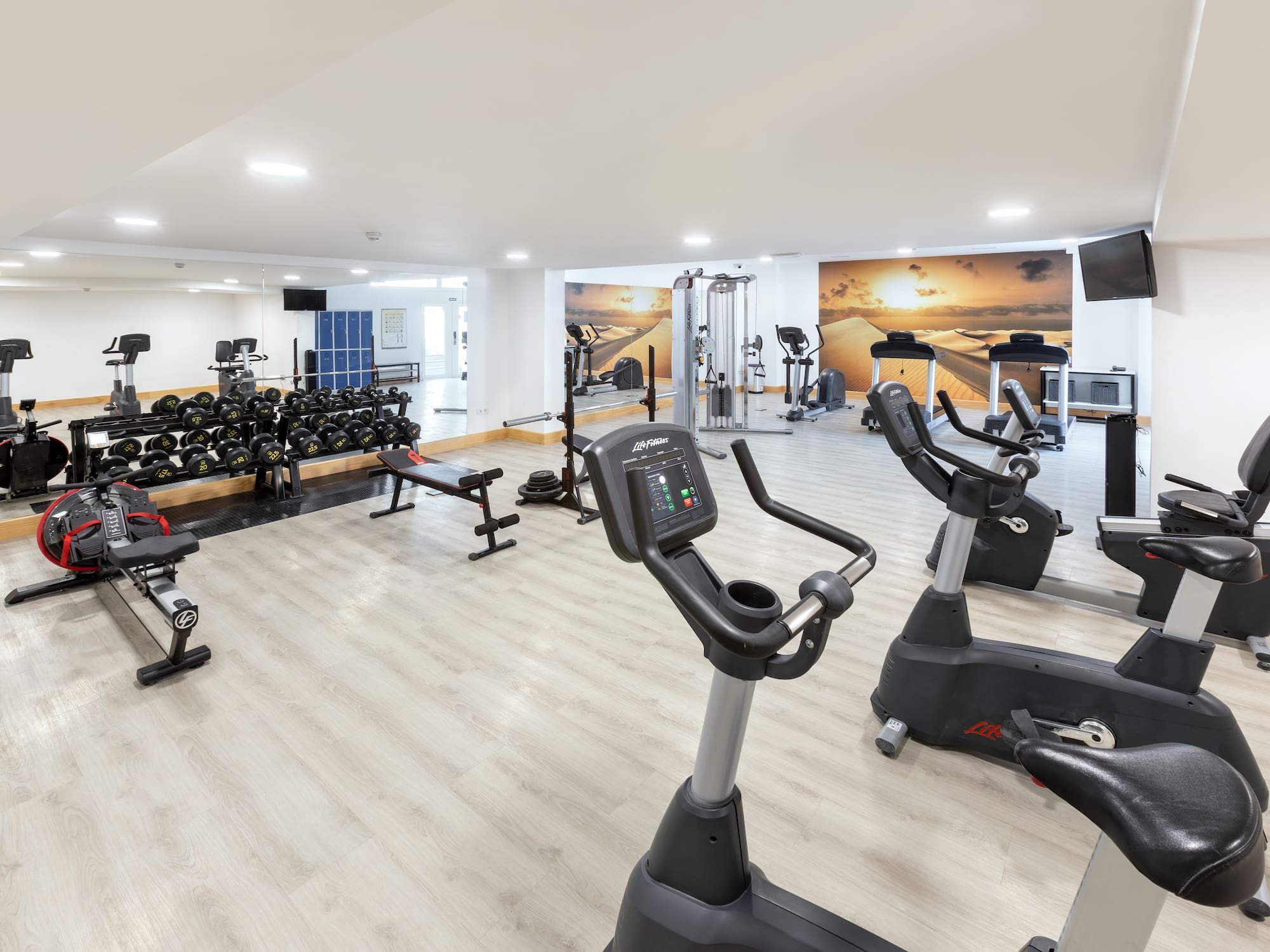 a gym with exercise equipment
