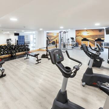 a gym with exercise equipment