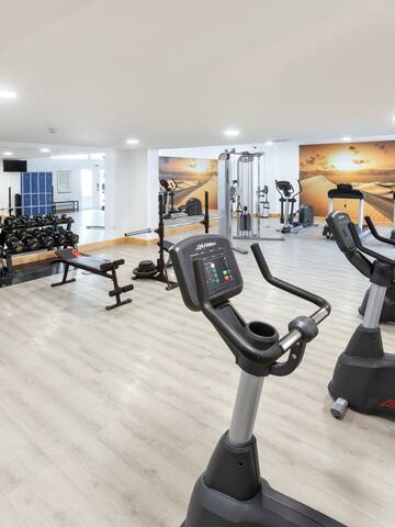 a gym with exercise equipment
