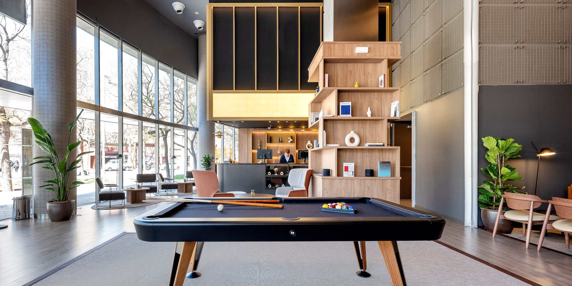 a pool table in a room