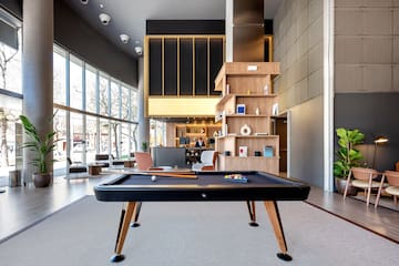 a pool table in a room