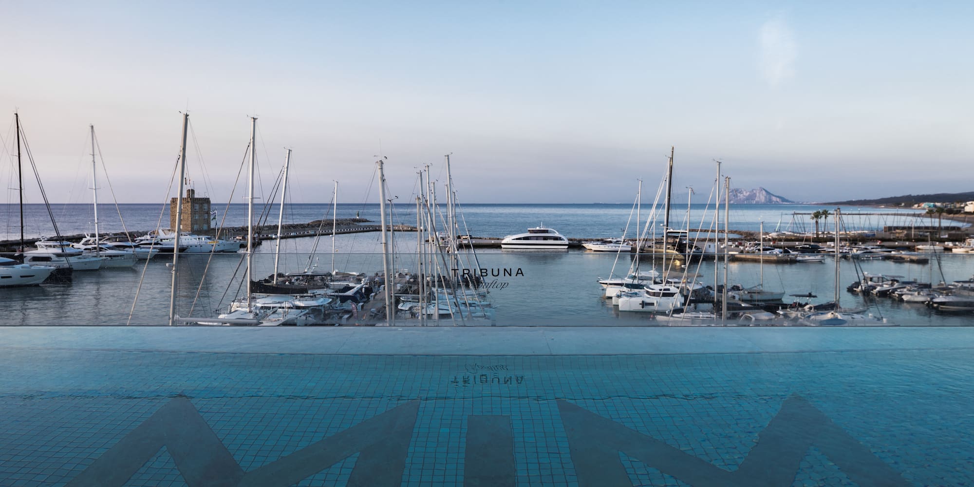 a pool with boats in the water