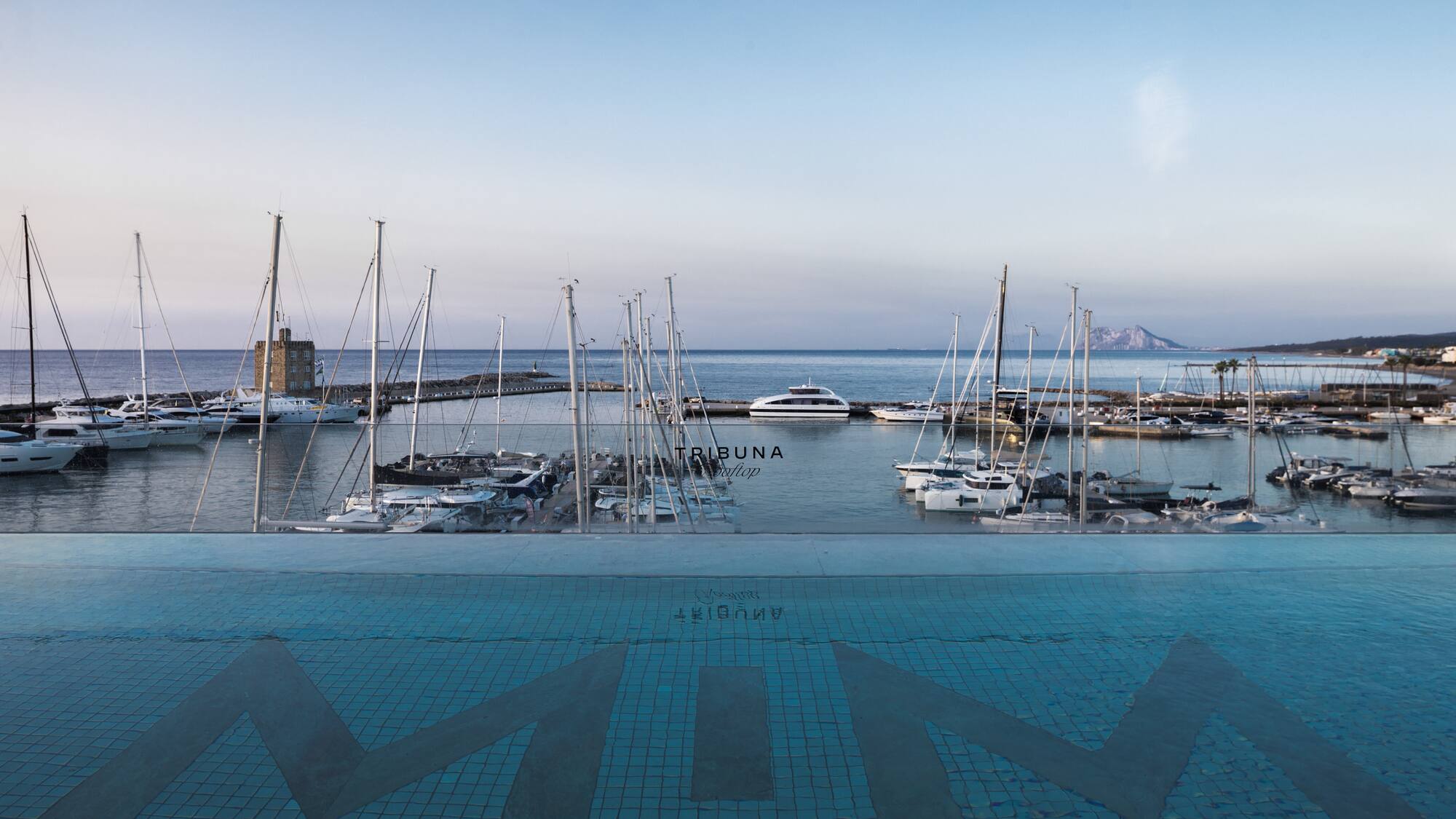 a pool with boats in the water