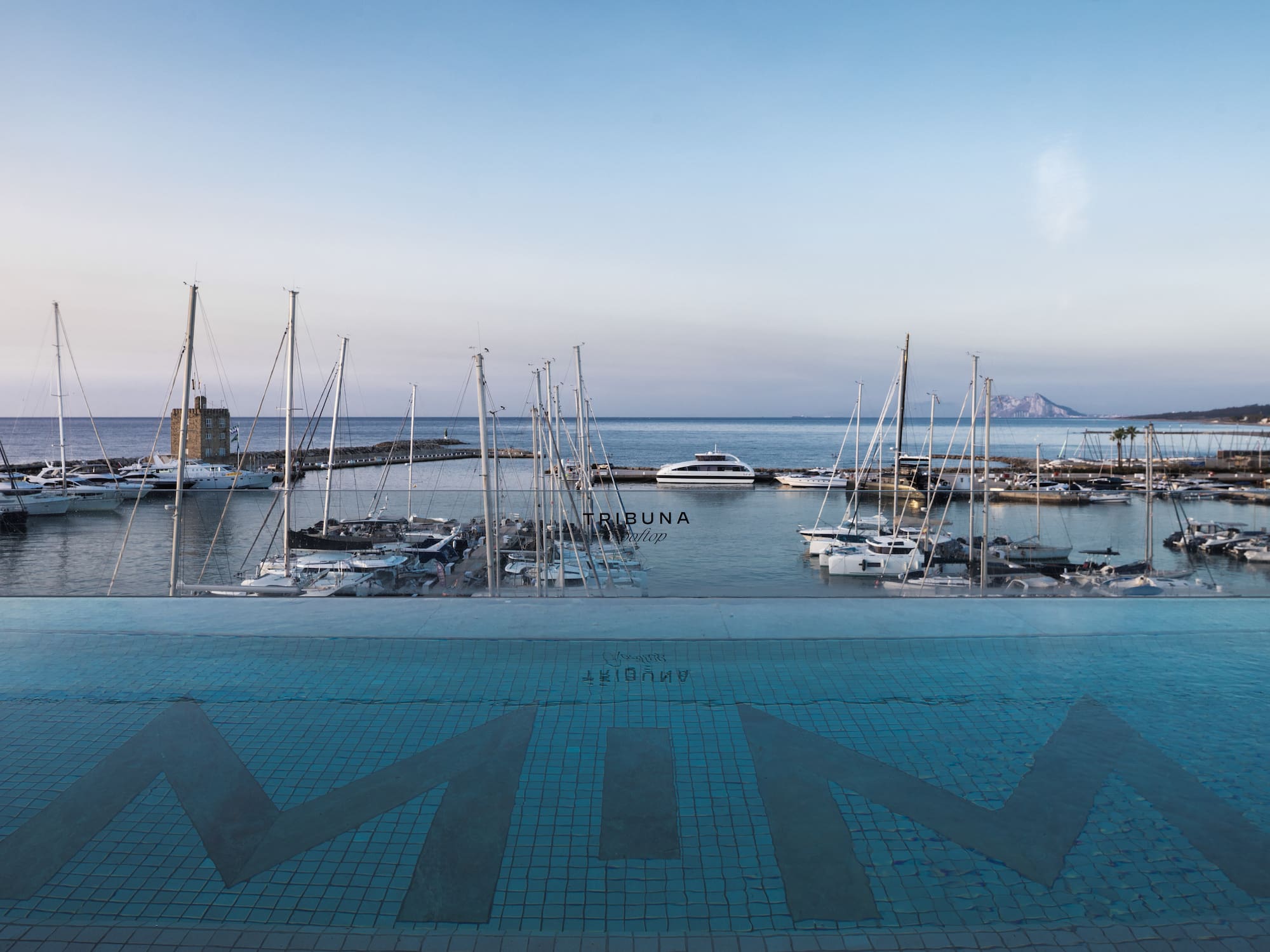 a pool with boats in the water