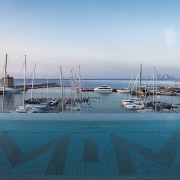 a pool with boats in the water