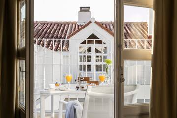 a door open to a patio