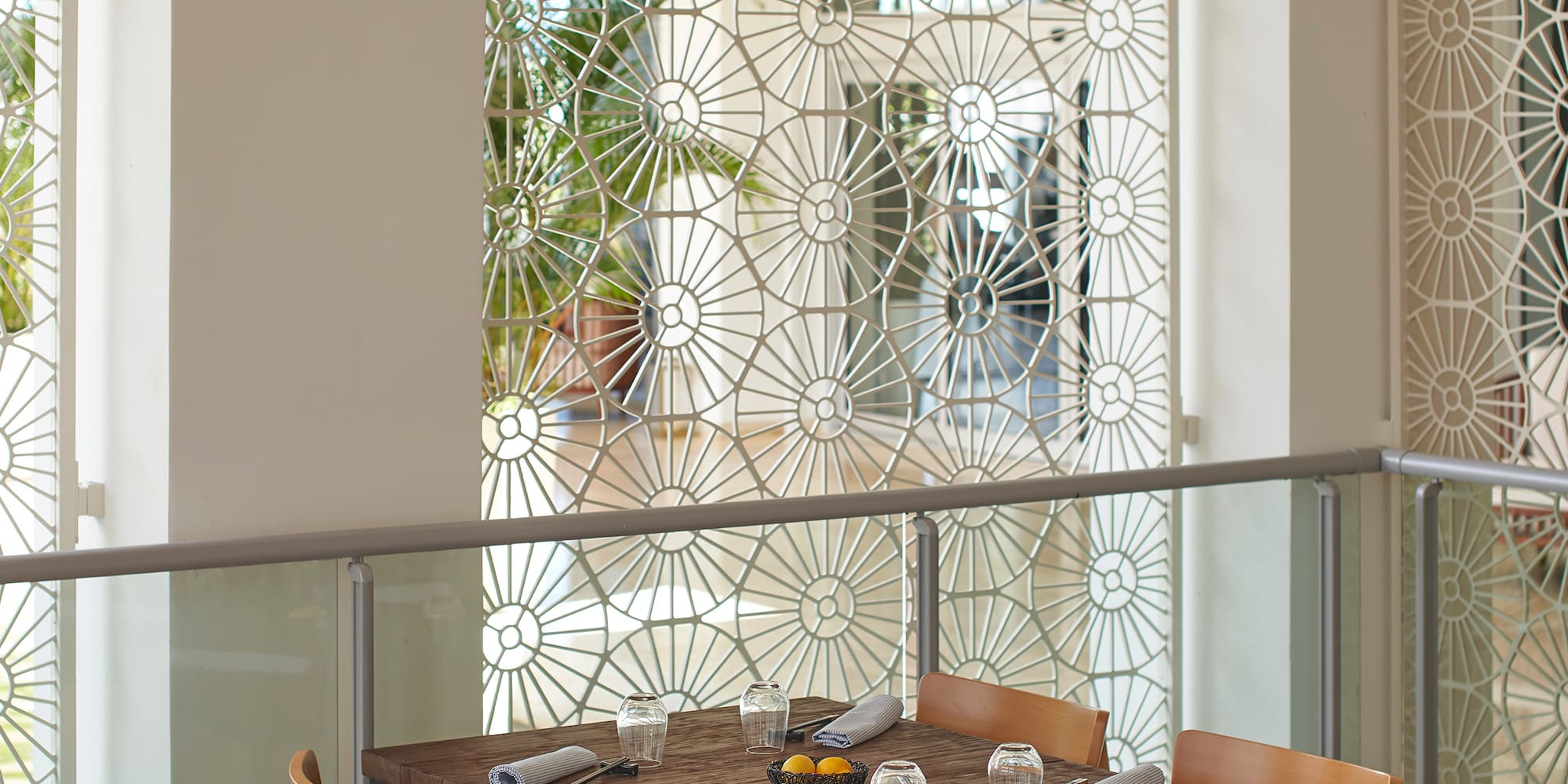 a table and chairs in a room