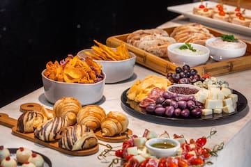 a table with different food items