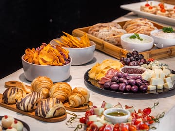 a table with different food items