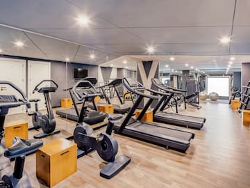 a room with exercise equipment