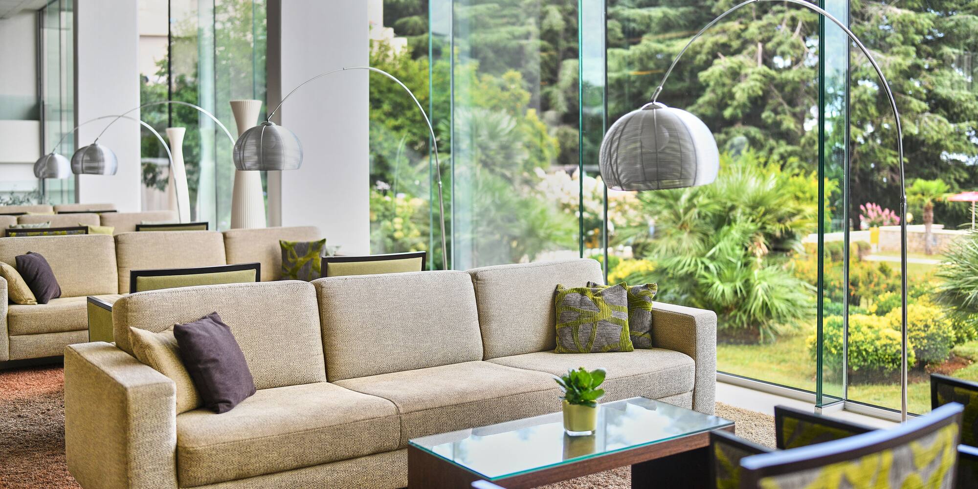 a living room with a couch and a table