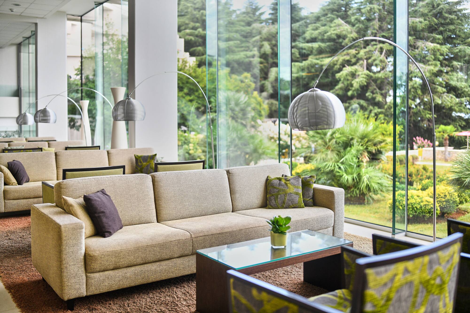 a living room with a couch and a table