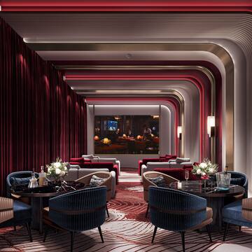a room with tables and chairs