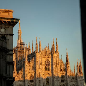 a large building with spires