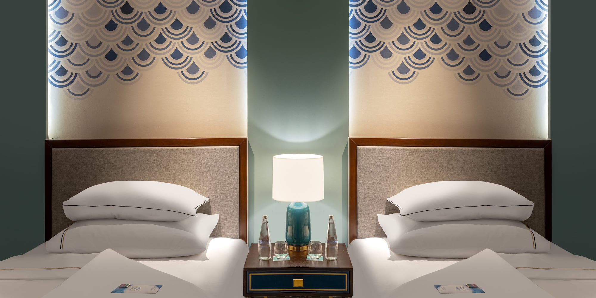 a room with two beds