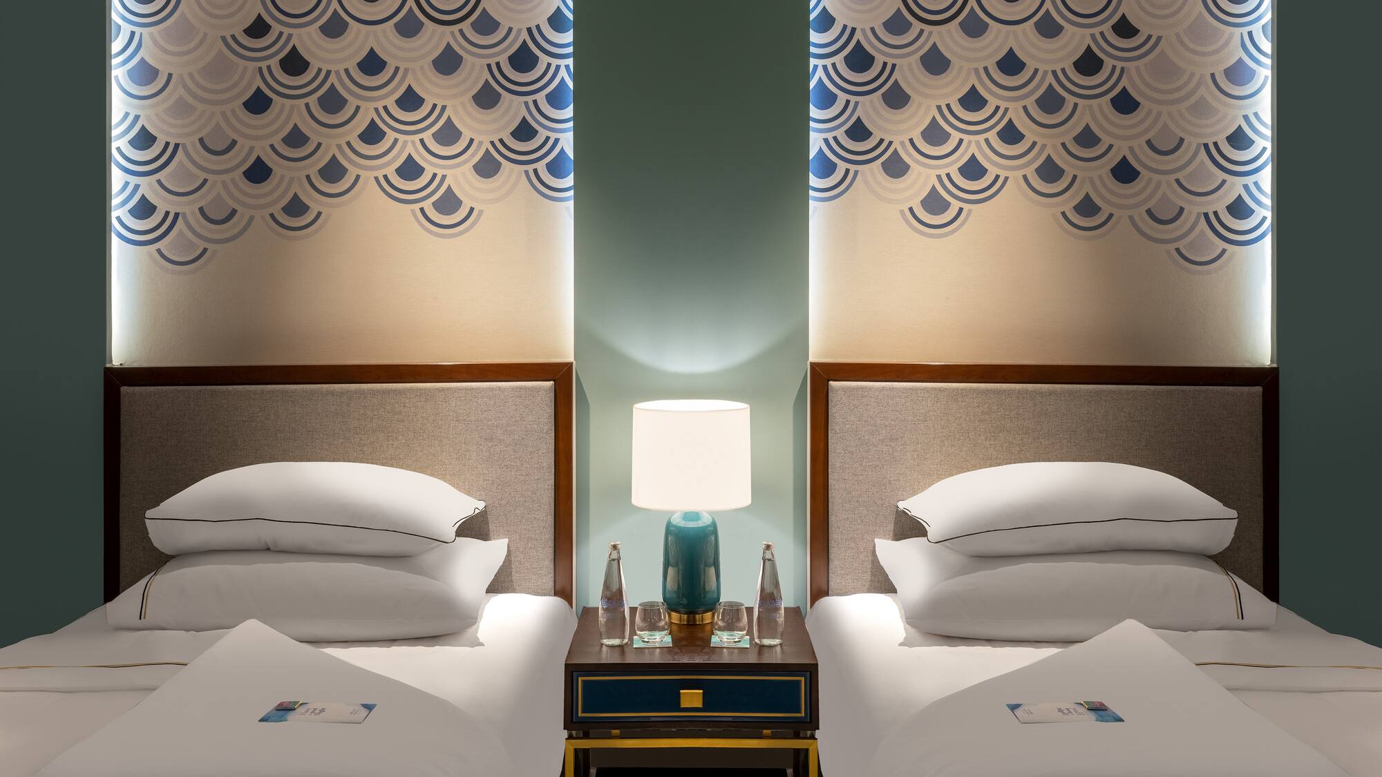 a room with two beds