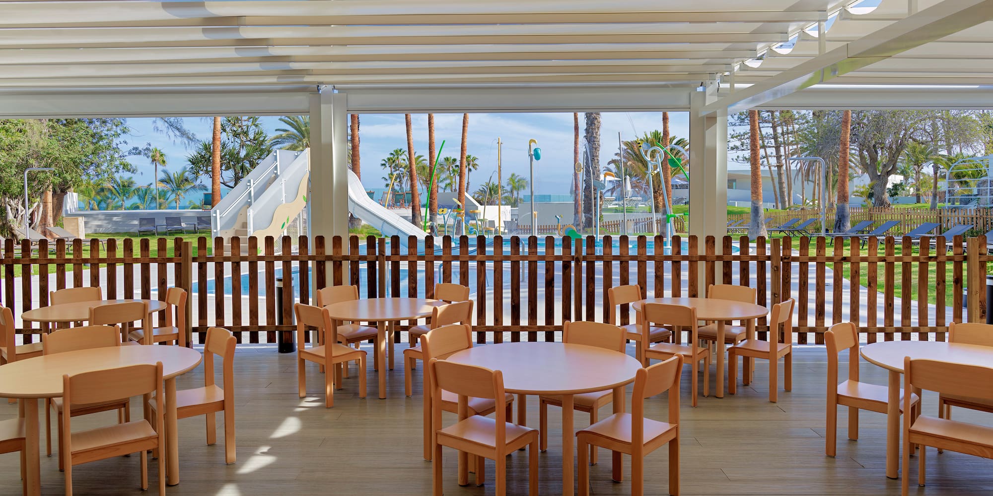 a table and chairs in a room