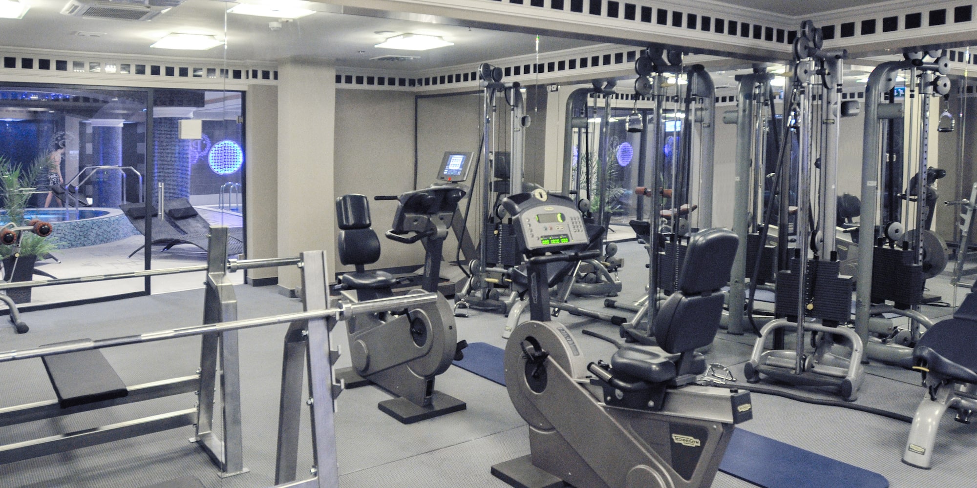 a gym with exercise equipment
