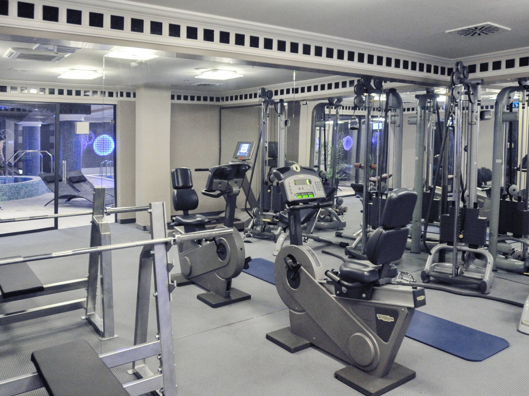 a gym with exercise equipment