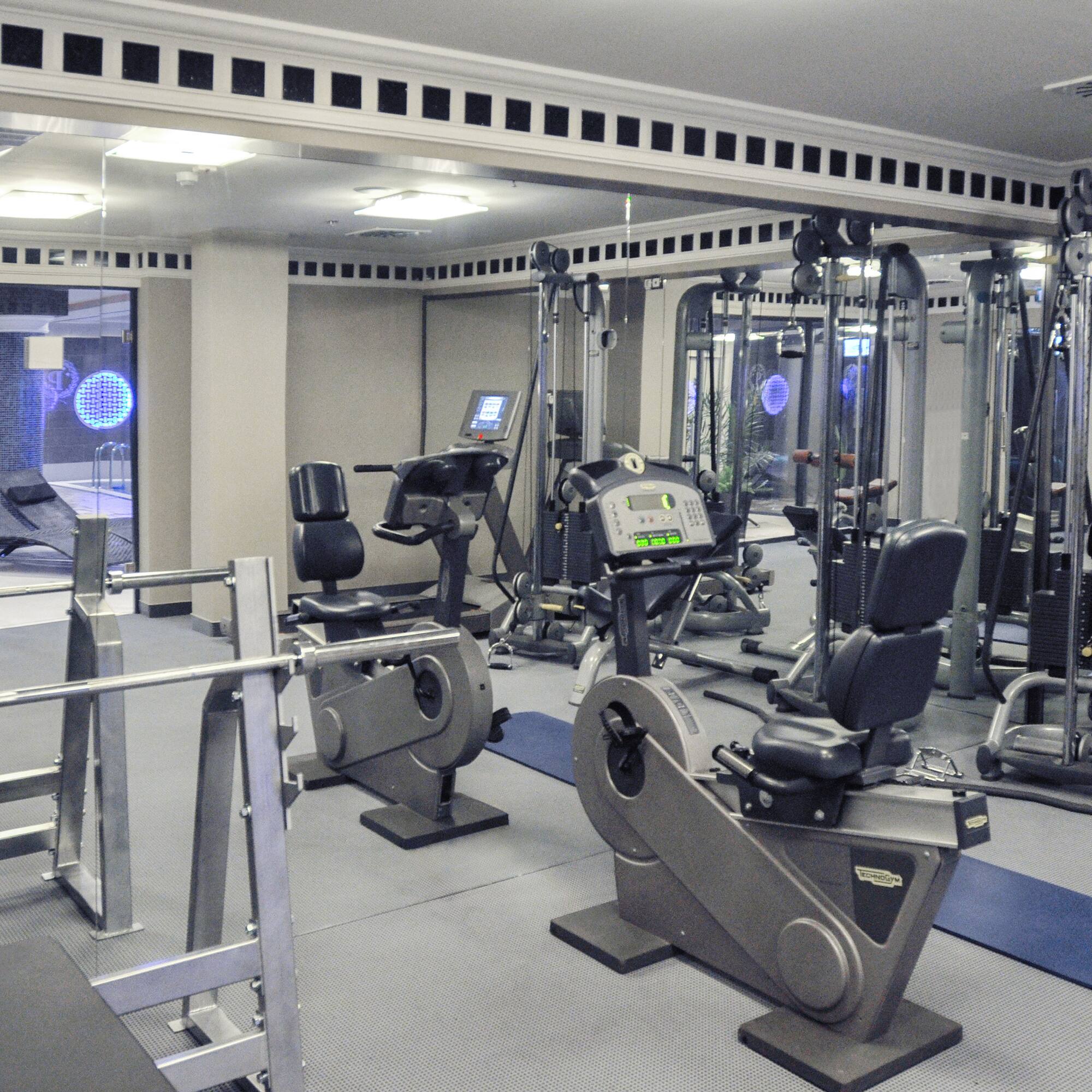 a gym with exercise equipment