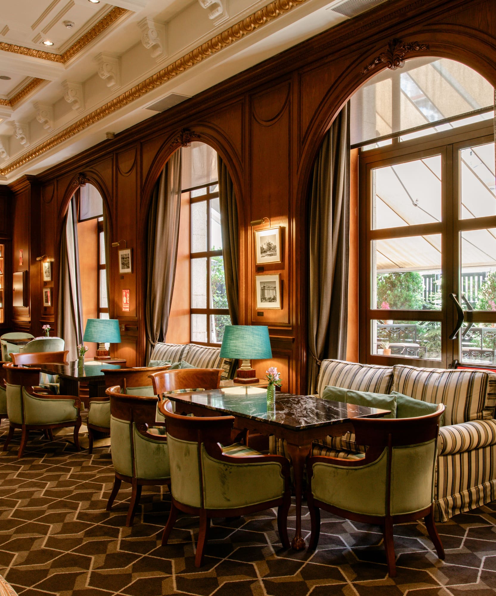 a room with tables and chairs