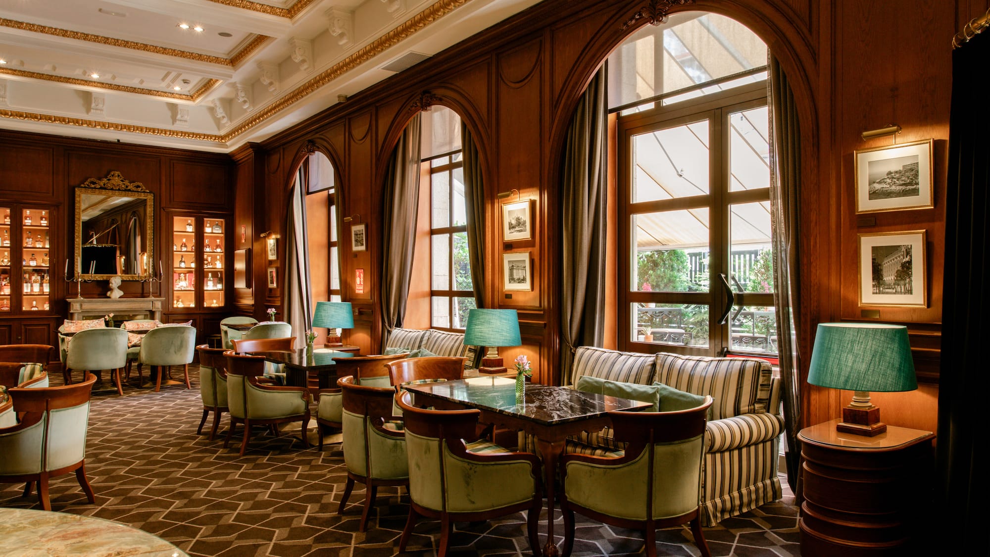 a room with tables and chairs