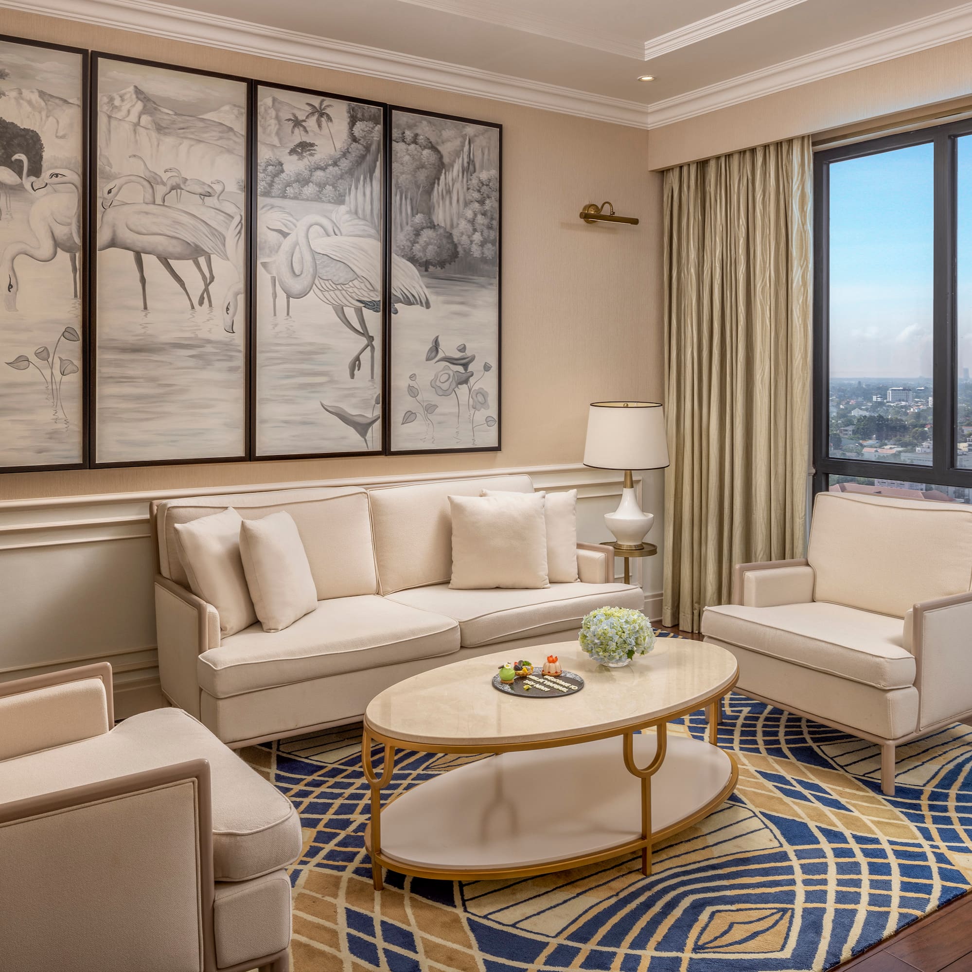 a living room with a couch and a coffee table