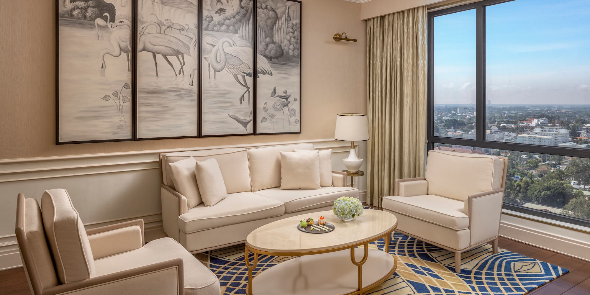 a living room with a couch and a coffee table