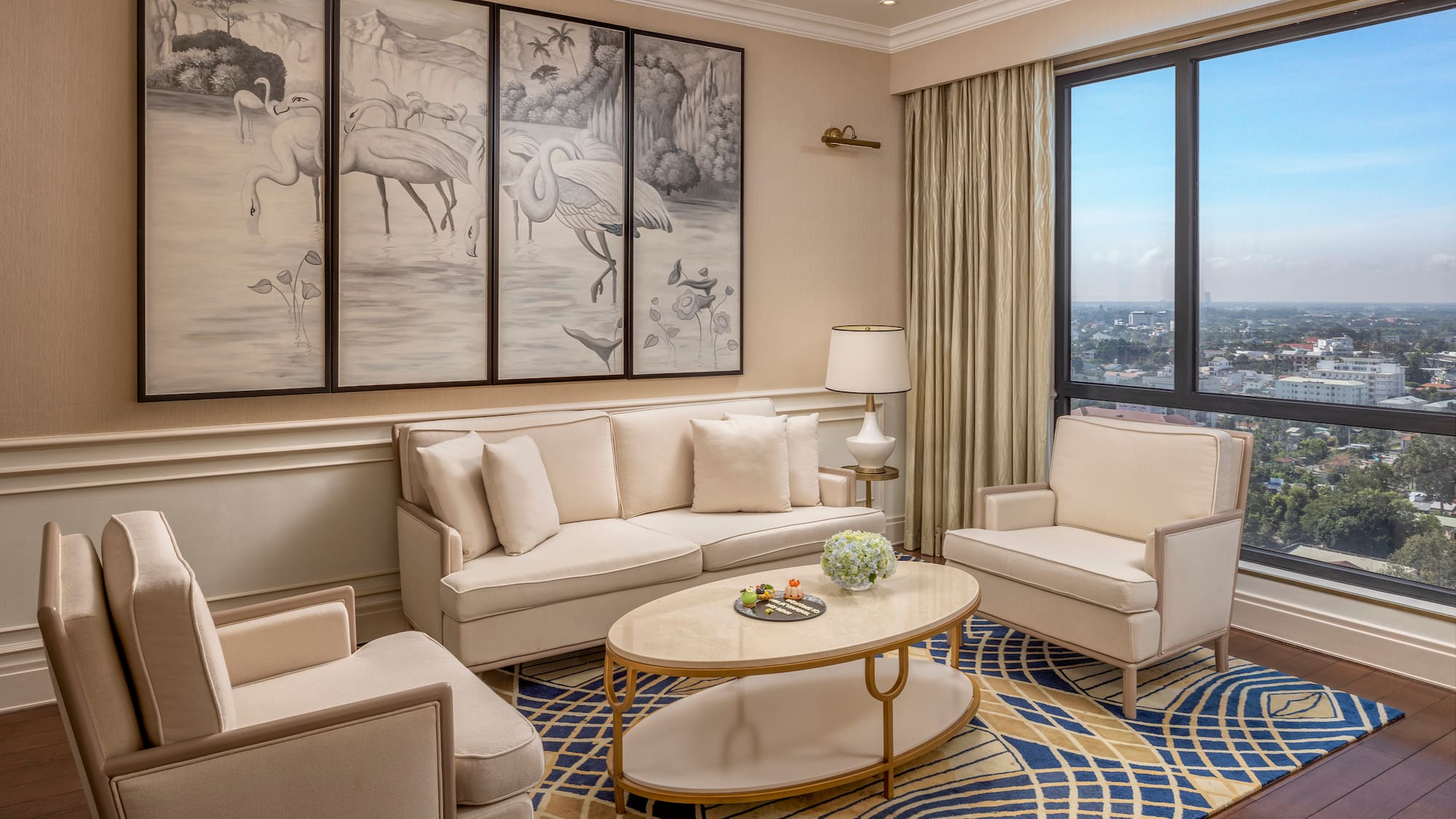 a living room with a couch and a coffee table