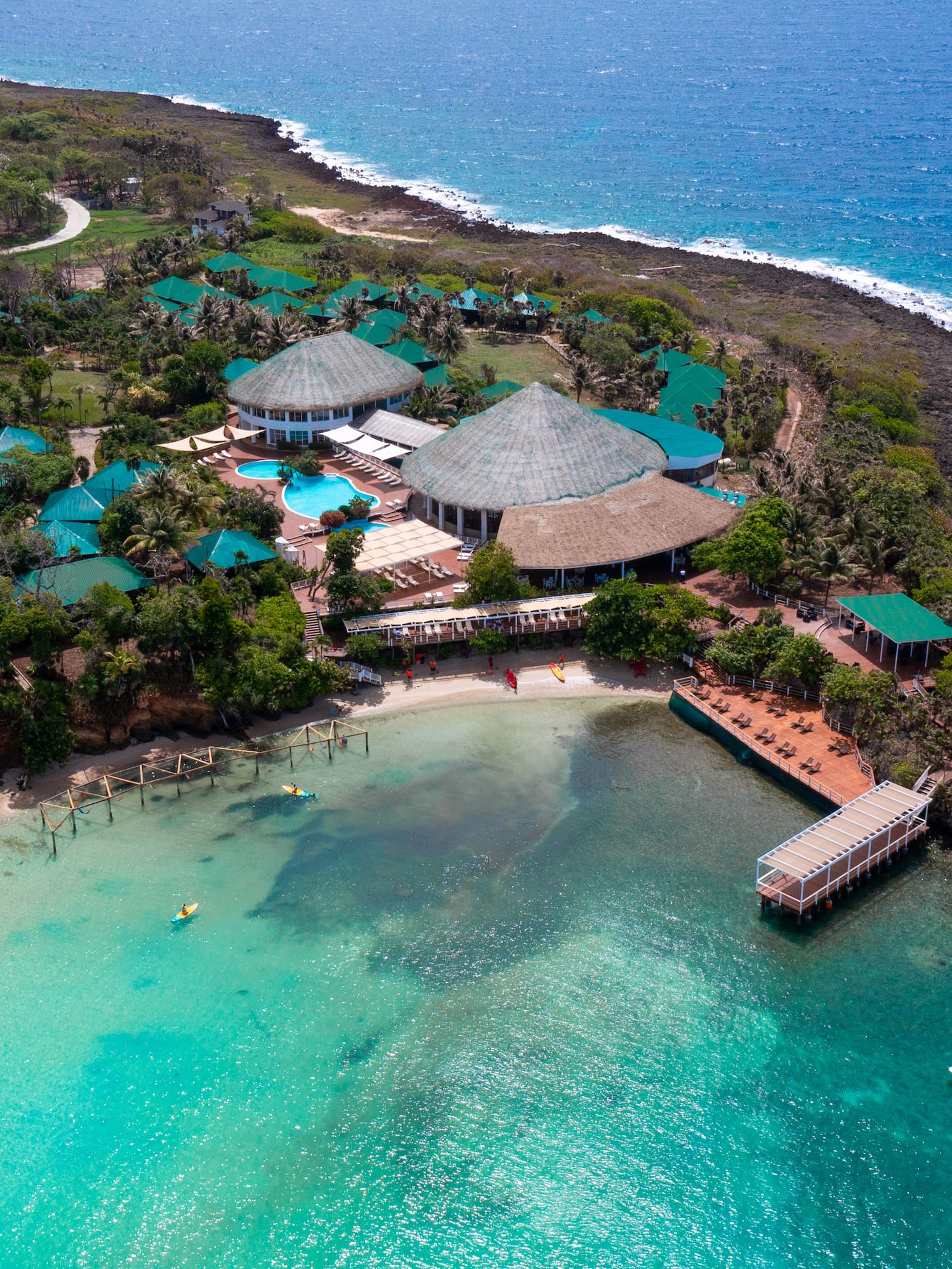 a building on a island with a body of water