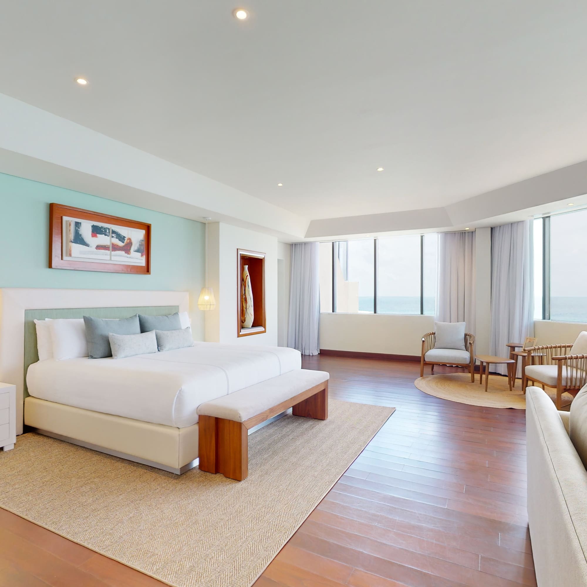 a room with a bed and a couch