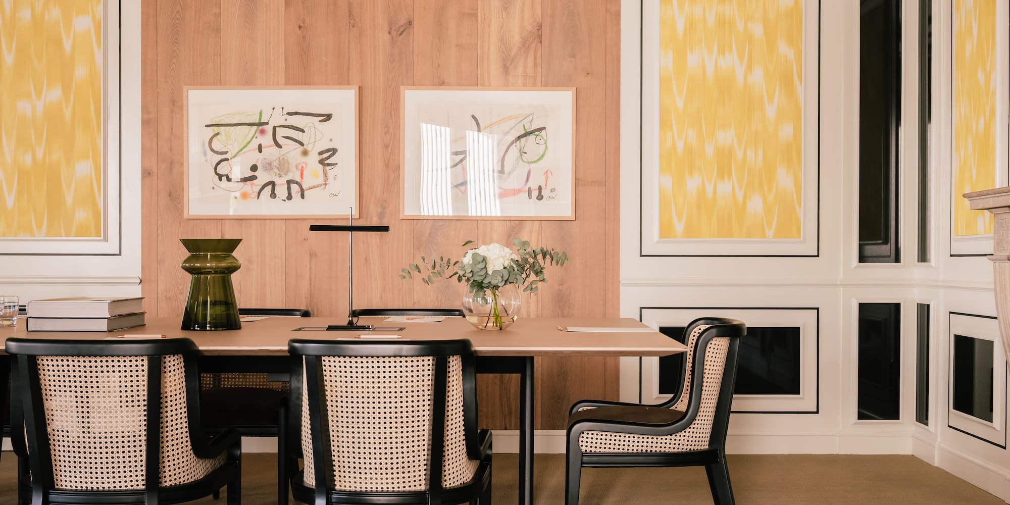 a table and chairs in a room