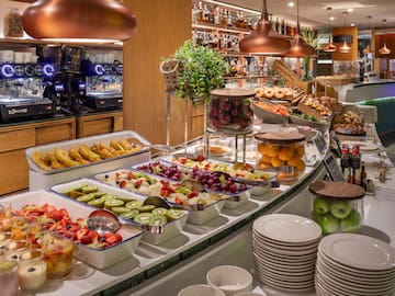 a buffet with different types of food