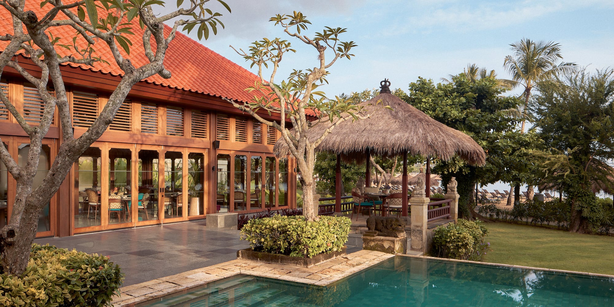 a pool in a building