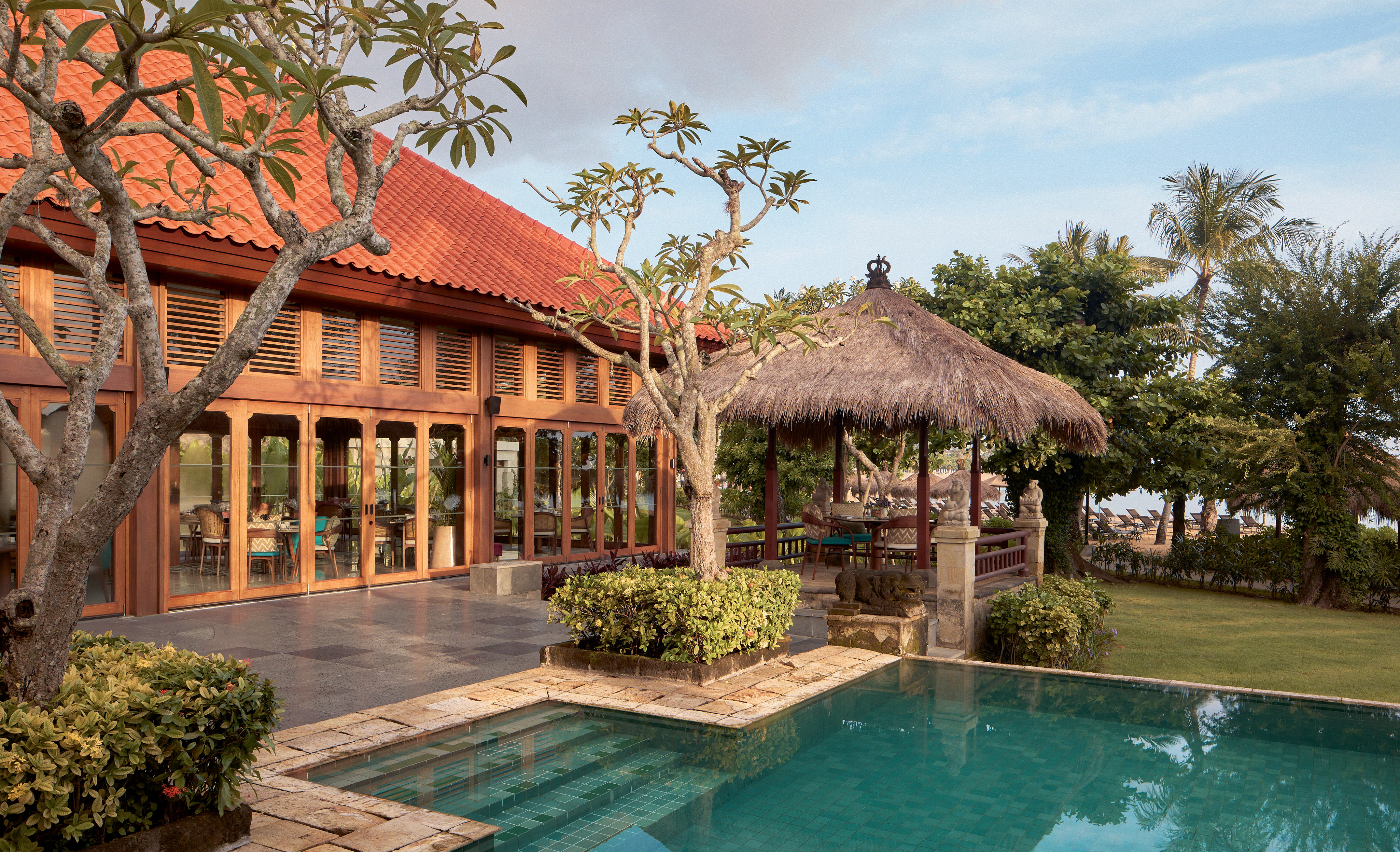 a pool in a building