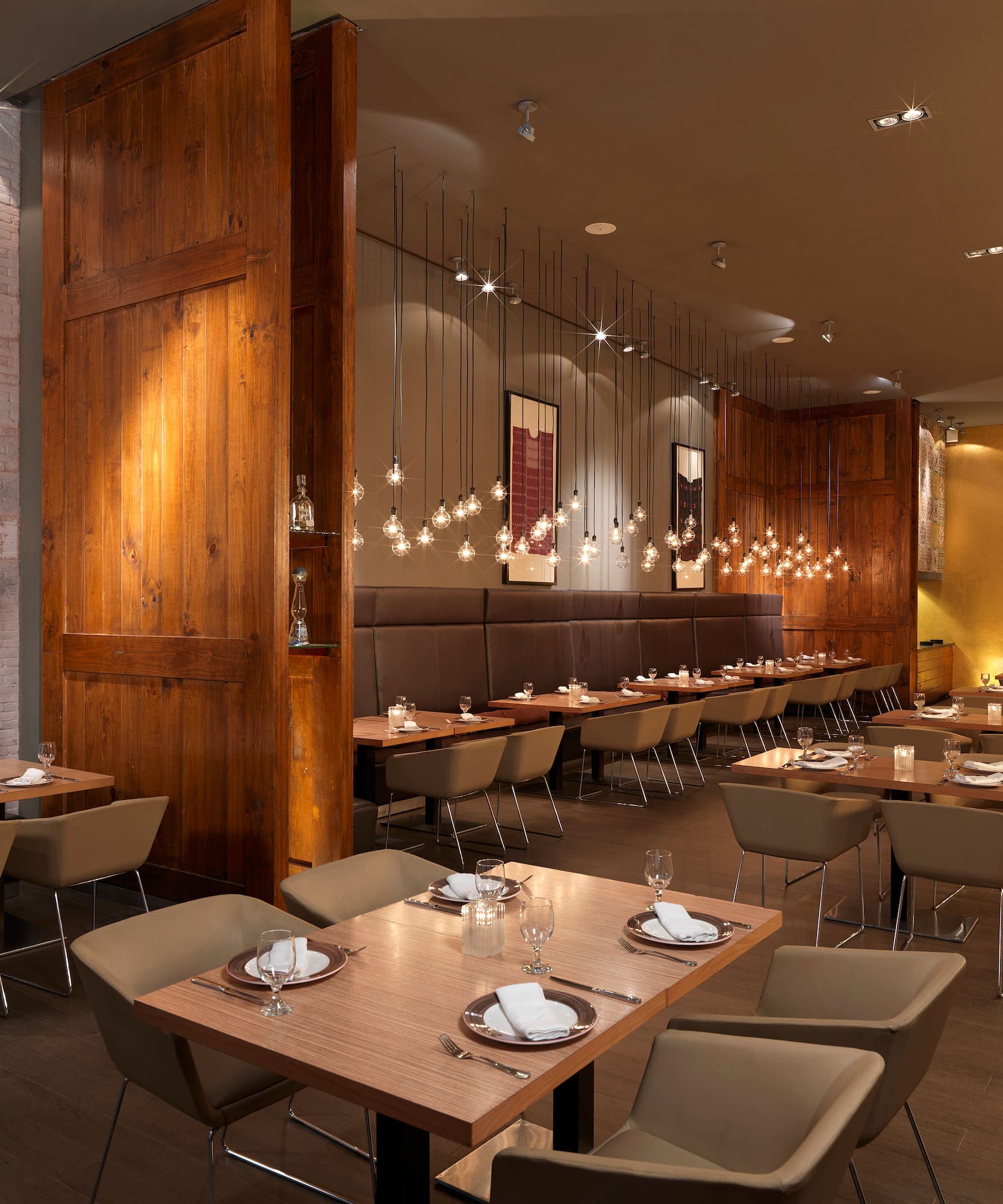 a room with tables and chairs