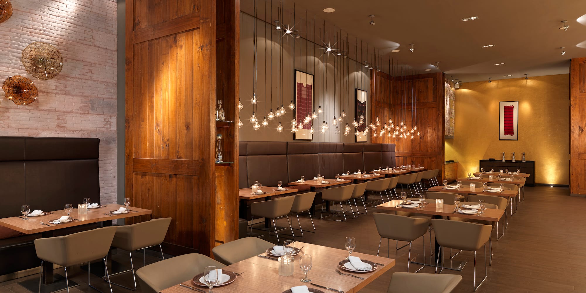 a room with tables and chairs