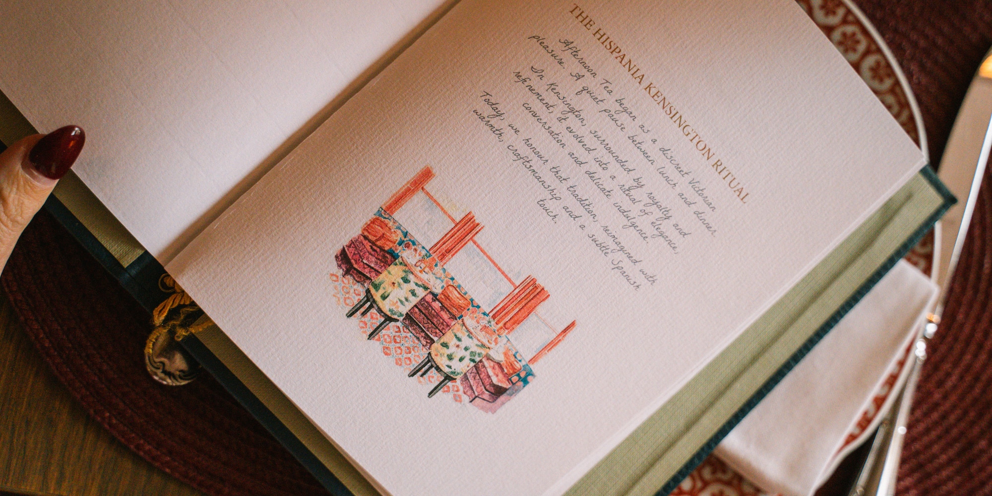 a book with a drawing of a table