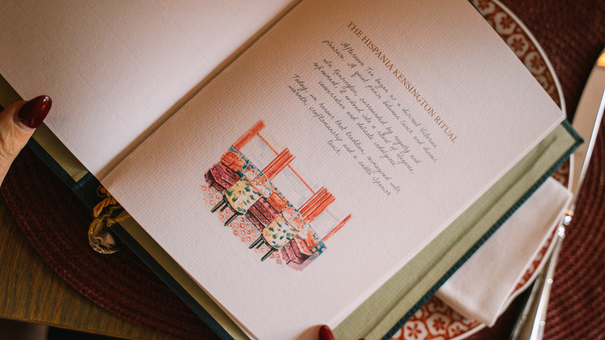 a book with a drawing of a table