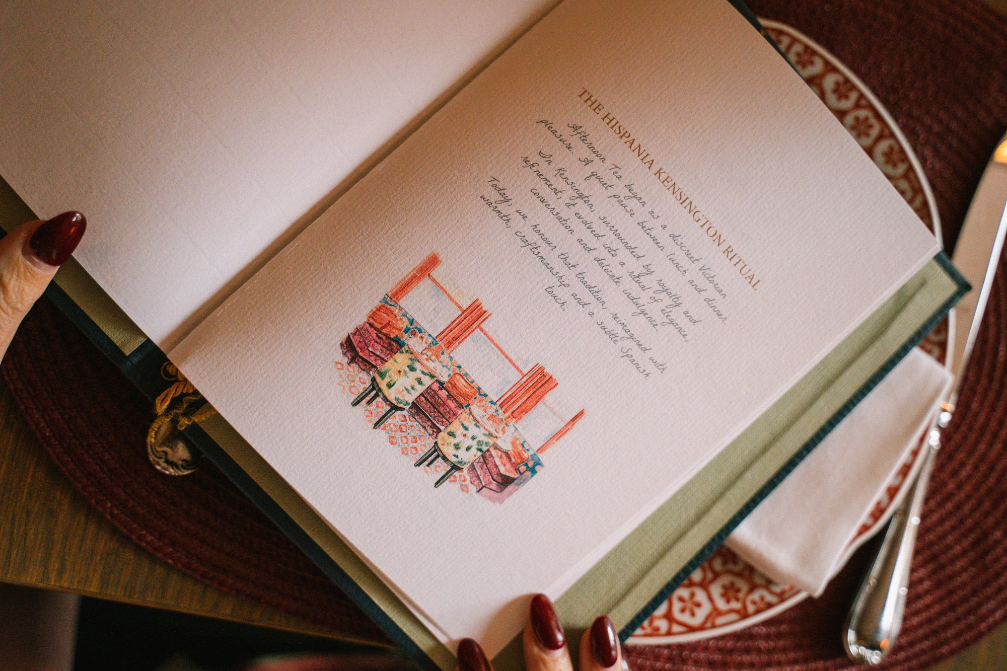 a book with a drawing of a table