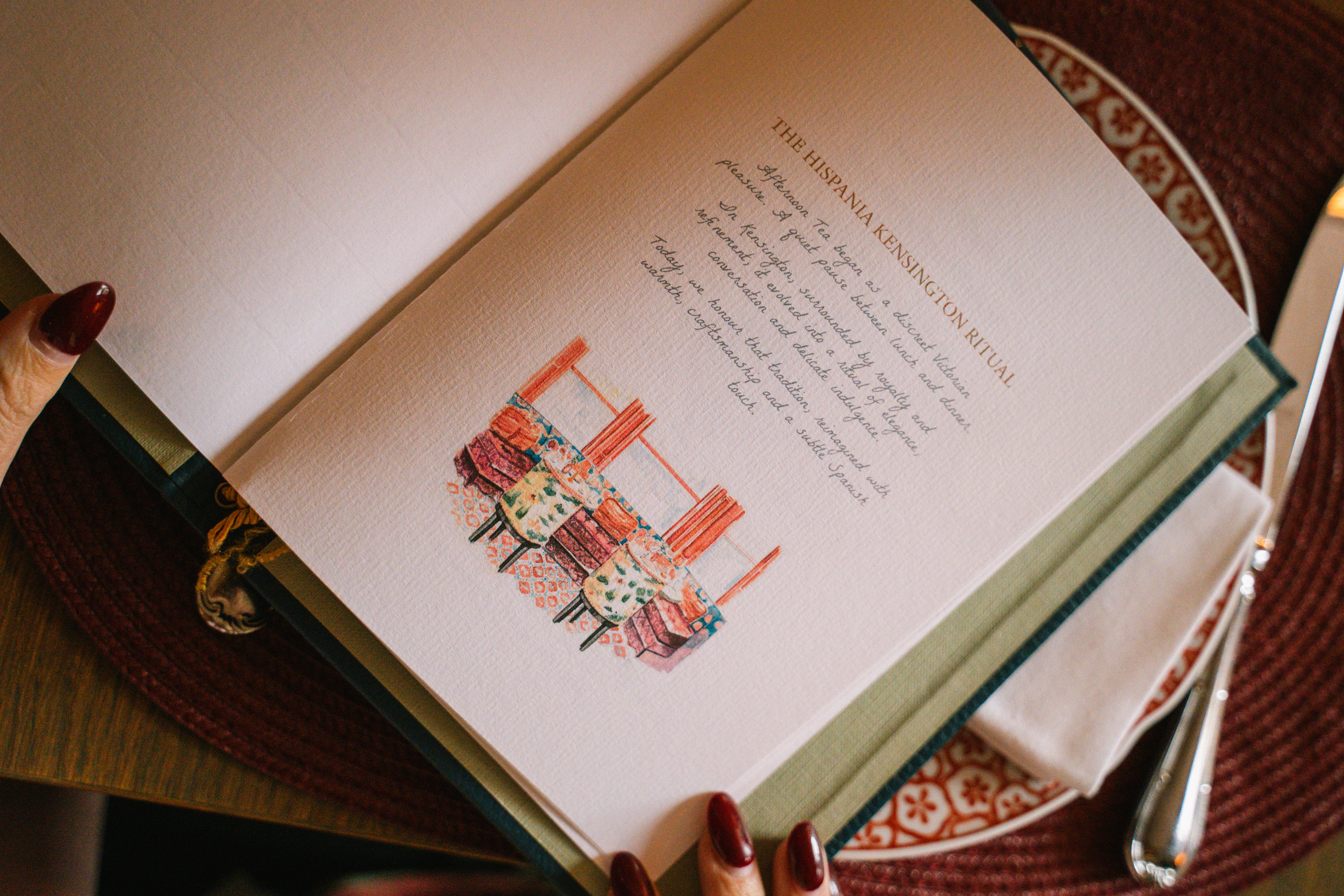 a book with a drawing of a table