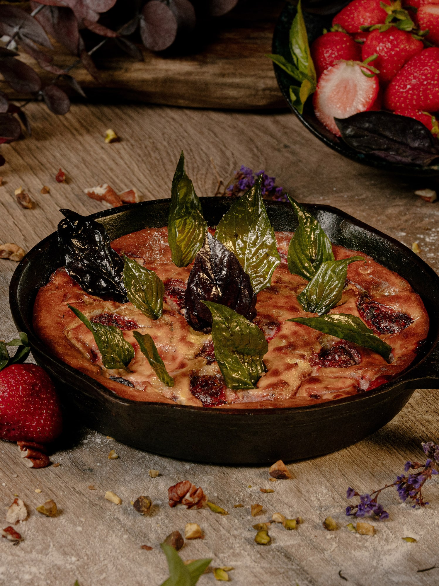 a skillet with food in it