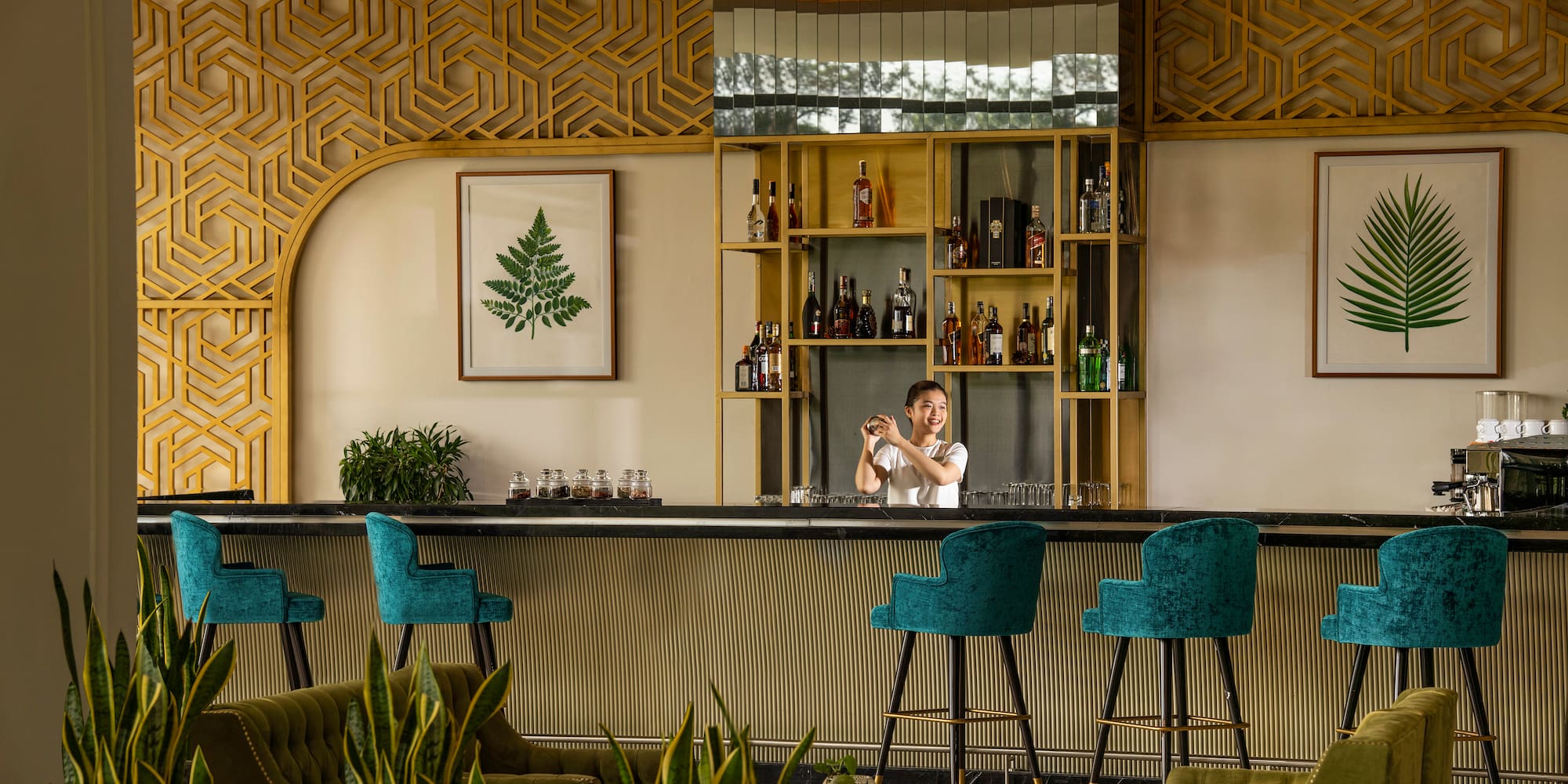 a person behind a bar