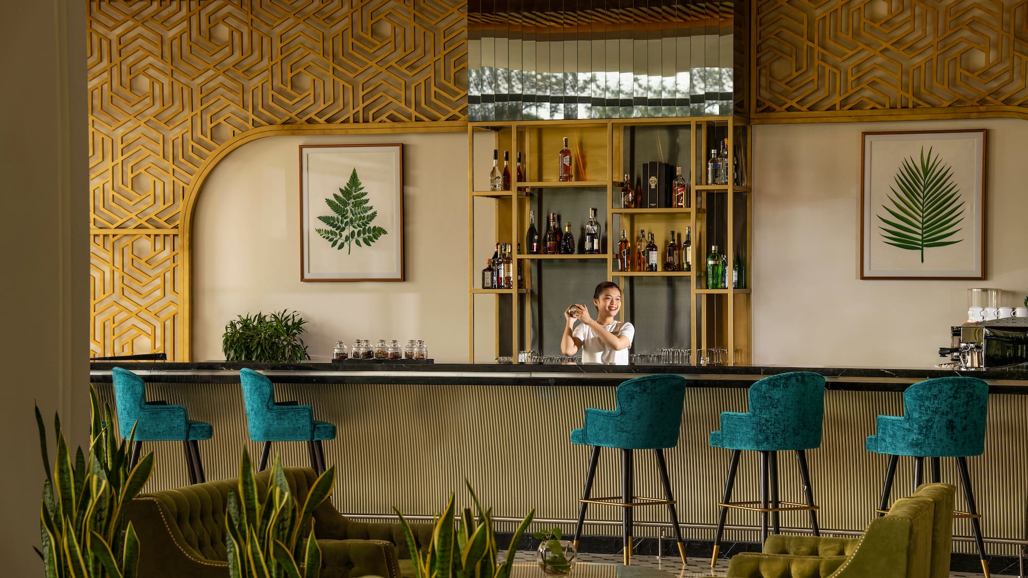 a person behind a bar