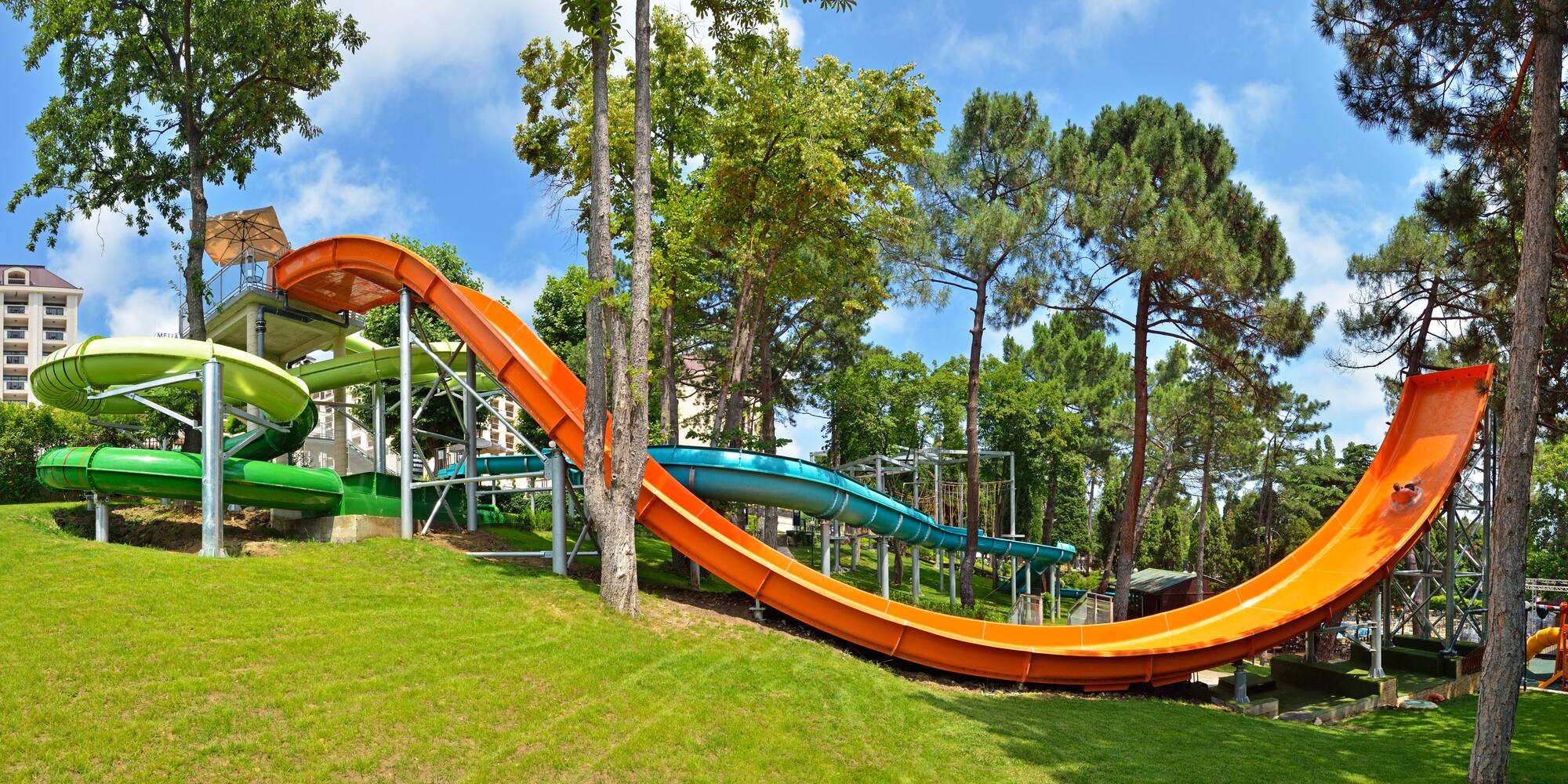 a water slide in a park