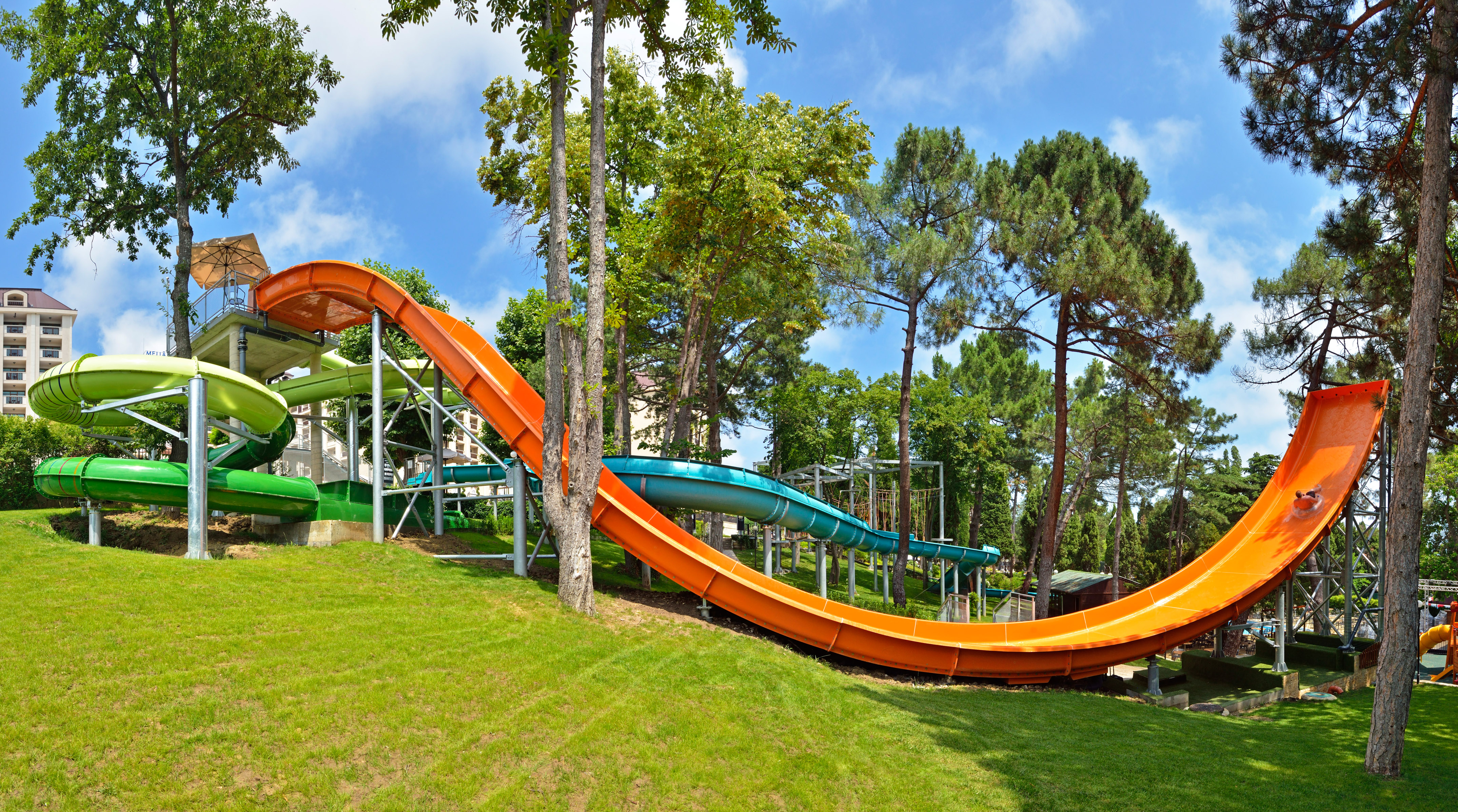 a water slide in a park